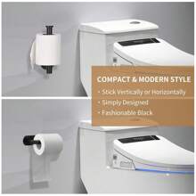 1 pieza Portarrollos de papel higiénico de acero inoxidable, estante de montaje adhesivo en la pared, accesorio moderno de estante para papel higiénico y toallas de baño - Multicolor - Ver 11