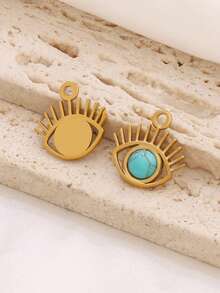 2 件不锈钢邪眼吊坠配件，配珍珠天然石 18K 镀金眼饰，适用于 DIY 珠宝制作用品配件 - 吊墜 - 查看 7