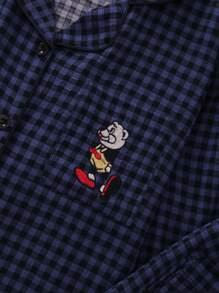 Plus Size Women Plaid Pajama Set, Cute Lapel Button Up Top And Long Pants, Sleepwear And Loungewear, Fall Winter Clothes