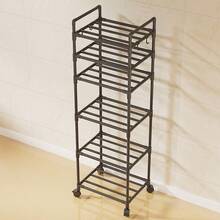 1pc Movable Utility Cart With Wheels, Multi-Tier Storage Rack For Home Use, Versatile Floor Standing Organizer For Bathroom, Kitchen, Bedroom, Living Room - Multicolor - View 4