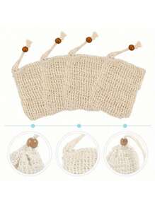 1 pieza/4 piezas Bolsas de jabón de malla exfoliante, bolsa de jabón de sisal natural, adecuada para decoración de baño en el hogar, decoración de otoño, regreso a la escuela, masaje de ducha, exfoliación, Halloween, Navidad