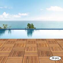 Suelo de madera sellable, 36 baldosas para suelo exterior, suelo de madera de fácil instalación, suelo de 30,3 x 30,3 x 2,3 cm para patio, balcón, jardín - Marrón - Ver 7