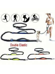 Adjustable 3-In-1 Dog Running Leash - 5m Retractable Hands-Free Leash For Jogging And Training | Reflective Leash With Swivel And Shock Absorber | Outdoor Leash For Medium To Large Dogs (Up To 110 Lbs)