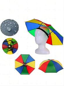 Umbrella Sun Hat, Umbrella Hat, Sun And Rain Hat, Folding Waterproof Umbrella, Headband Umbrella, Free Your Hands, Umbrella Sun Hat For Fishing, Sun And Rain Hat, Colorful Umbrella Hat, Suitable For Outdoor Activities, Travel, Fishing, Rainy Day, Beach, Hiking, Summer, Summer Essentials.