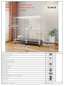 Large Bird Cage, Luxury Villa For Parrots, Mynahs, Finches, With Food Bowl And Perch, Iron Art Design