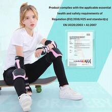 Adult/Kids Knee Pads Elbow Pads Wrist Guards 6 In 1 Protective Gear Set For Inline Roller Skating Skateboarding Scooter BMX Etc. - Black - View 6