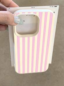 Simple Pink Vertical Striped Phone Wallpaper Background Print Large Hole Grain Milky White Phone Case For IPhone 16 PRO MAX/11/12/13/14/15/15 Pro/15 Plus/15 Pro Max/X/XS Max/XR/11 Pro/12 Pro - 白色 - 查看 4
