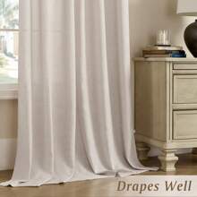 1 件日式简约优雅仿亚麻薄纱窗帘，遮光保暖柔软窗帘，适用于客厅、卧室、酒店
