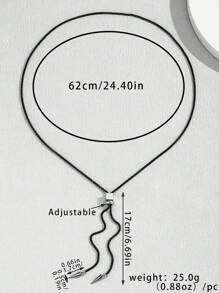 1 件男士不锈钢铆钉吊坠可调节项链 - 黑色 - 查看 3