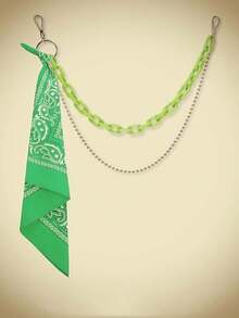 两件套嘻哈配饰：亚克力多层链条 + 方巾，休闲街头嘻哈风格 - 彩色 - 查看 16