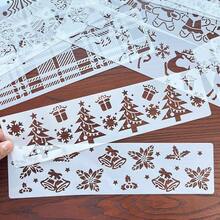 Juego de 14 sellos rectangulares navideños, incluye diseños de copos de nieve, hombre de jengibre, muñeco de nieve, árbol de Navidad, decorativos para el hogar, paredes, tela, papel, scrapbooking, de material plástico reutilizable - Blanco - Ver 5