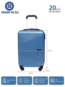 歐洲製造，行李箱學校宿舍必備品大學宿舍必備品學校行李箱旅行箱行李箱耐度假必備手提行李箱旅行箱、輪式行李箱套裝、登機箱，托運箱，四輪行李箱、硬殼拉桿箱、ABS 材質， - 湖藍色 - 查看 2
