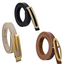 Kits Of 3 Mixed Women's Belts With Different Buckles - 黑色,焦糖色,米色 - 查看 2