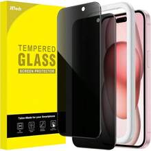 JETech Protector Pantalla de Privacidad para 15 Pro 6.1 Pulgadas, Antiespia Mica Cristal Vidrio Templado con Marco de Instalación Fácil, 2 Unidades - iPhone 15 - Ver 12