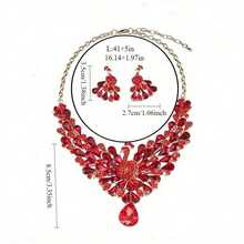 1 Set Women's Jewelry Set, Rhinestone Inlaid Necklace And Earrings 3 Pieces Fashionable And Elegant, Suitable For Brides, Weddings, Galas, Formal Occasions