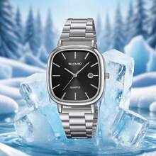 SKMEI 2551 男式现代方形休闲石英腕表奢华古董运动设计合金表壳和不锈钢表带