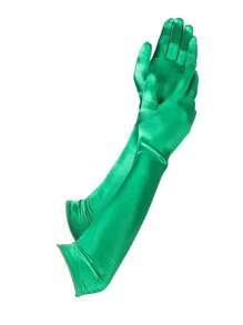 1 par de guantes largos de satén negro para mujeres, elegantes para fiesta de noche, boda, y combinando con atuendos de festivales