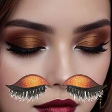 The New Self-Adhesive Shiny Golden Onion Glitter Powder Eyeliner, Eyeshadow And Eyelash Sticker Three-In-One Is Reusable And Suitable For Parties. Halloween, Music Festivals, Christmas, Multiple Colors To Choose From To Create A Thick And Big Eye - 金色 - 查看 5