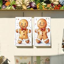 1set/2 Pieces /100 Pieces Christmas Gingerbread Man Patterned Kitchen Towels And Dishcloths, Suitable For Interior Decoration In Restaurants, Kitchens And Bathrooms, As Well As Party Decoration. They Can Be Given As Festival Gifts
