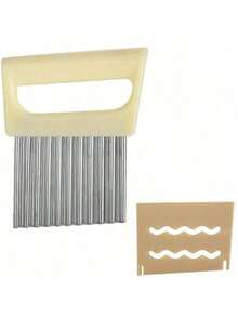 2 Pieces Of Potato Corrugated Texture Slicing Knife With Protective Cover, French Frying Pan With Wrinkled Cutting, Stainless Steel Blade, Vegetable Slicer With Protective Cover