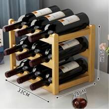 1Pc DIY Hand-Built Bamboo Wine Rack Multi-Layer Wine Rack 1 (6/8/9/12/16 Bottle Wine Rack),Desktop Shelves, Display Stands - Apricot - View 11