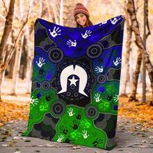 Aboriginal Premium Blanket - Torres Strait Symbols With Aboriginal Patterns - Multicolor - View 4