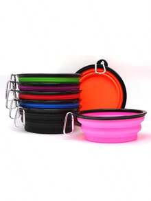 Portable Pet Travel Bowl - Collapsible Dog & Cat Food/Water Dish With Carabiner (1-Piece) - 隨機顏色 - 查看 9