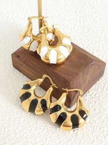 1 Pair 18K Plated Stainless Steel Dopamine Candy Color Segment Dangle Earrings For Women, French Fashionable Ins Style Suitable For Party, Dates, Work