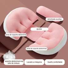 Almohada de lactancia multifuncional para embarazadas, ergonómica, suave, ajustable y fácil de llevar - Rosa - Ver 6