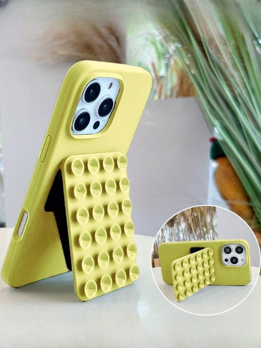 1 chiếc ốp lưng điện thoại silicon lỏng dễ thương, tiện dụng, màu Dopamine mùa hè, có đế hút chân không, tương thích với iPhone 17 Air 16 15 14 13 12 11 Pro Max Plus, mặt lưng mềm, quà tặng mùa xuân, tiệc tùng. - Màu vàng - Xem 1