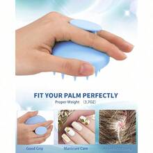 A Silicone Scalp Massager And Shampoo Brush - Mildew-Free, Manual Scalp Scrub For Anti-Dandruff Exfoliation, Hair Care - Fragrance-Free, Battery-Free, Easy-To-Use Scalp Brush For All Hair Types - 藍色 - 查看 6