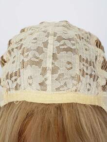 24-Inch Light Blonde Medium-Length Straight Wig With Bangs And Rose Lace, Suitable For Daily/Party/Holiday Wear - Gold - View 9