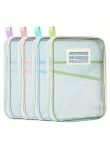 1Pc Double Layer Mesh Classification Bag, Exam Tutoring Bag, Elementary School Student Handbag, Book Carrying Bag - Multicolor - View 4