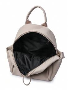 Zaino da donna di colore a contrasto alla moda, versatile, con ampia capacità, casual, leggero per uso esterno e da viaggio, adatto per studenti universitari - Beige - Visualizzare 5