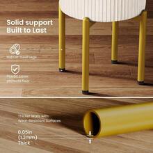 18Inch Velvet Vanity Stool Chair With Storage Vanity Bench With 4 Golden Metal Legs And AntiSlip Adjustable Feet Round Storage Ottoman Stool With Removable Soft Padded Seat Beige - 米色 - 查看 6