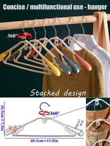 5pcs Wide Shoulder Seamless Non-Slip 360° Rotatable Simple Plastic Hangers, Suitable For Home/Dorm Room Laundry/Storage, Clothes Drying/Hanging