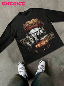 EMCGICC Y2k Long Sleeve Shirts ,Graphic T Shirt Cotton 250g,Fashionable Hip-Hop For Men -  Long Sleeve T-Shirts, Funny Vintage Shirts,Regular Fit, Street Style, Digital Print,  Ideal Gift