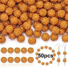 50/100pcs 10mm Handmade Ice Series Crystal Clay Beads - Baseball Sparkle Shamballa Disco Ball Design, Light Blue Fancy Sparkle, For DIY Jewelry Making, Necklace, Christmas Decoration, Crystal Beads, Necklace Bead Accessories, Shiny Bead Design, Handmade Beads