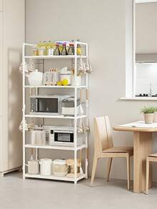 5-Tier Heavy-Duty Metal Storage Rack - Black & White 2-Color Options, Multi-Functional For Kitchen, Garage, Freestanding Bookshelf, Indoor & Outdoor Standing Shelf - 白色 - 查看 4