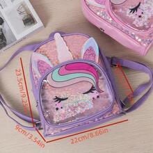 1pc Unicorn Sequin Backpack - Made Of Faux Leather, Cute Style, Lightweight, Wipe Clean With Wet Wipes, Adjustable Shoulder Straps, Zipper Closure, Polyester Lining, Suitable For College Students, Sequin Details, Ideal For School, Party, Back To School Gift