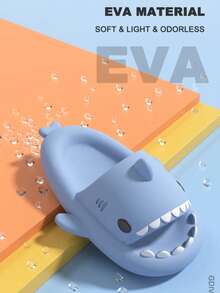 Men's Lightning Pattern Shark-Slides, Comfy Non Slip Casual Soft Sole Anti Odor EVA Slippers, Men's Summer Indoor Footwear 4cm Thick Sole Shark Slippers For Men And Women