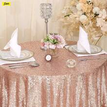 2pcs 50-Inch Round Tablecloth, Rose Gold Sequin Tablecloth, Glitter Tablecloth For Wedding, Holiday, Party, Restaurant, Engagement, Home, Outdoor, Dessert Table, Ceremony Decor - Multicolor - View 3