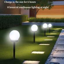3 件装太阳能球形花园灯 3 个 LED 适用于花园草坪走道户外防水装饰太阳能球灯路灯落地灯节日派对装饰 - 白色 - 查看 3