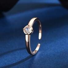 1 buc Inel pătrat geometric mic, design european unic, placat cu aur de 18K, cu zirconiu cubic, potrivit pentru femei, pentru a fi purtat zilnic, la petreceri, cadou de aniversare a nunții