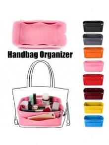 Multi-Pocket Portable Felt Travel Backpack Insert Storage Bag - Organize Cosmetics And Accessories With Ease - Chemical Fiber Material, No Printing, Compact And Lightweight Design