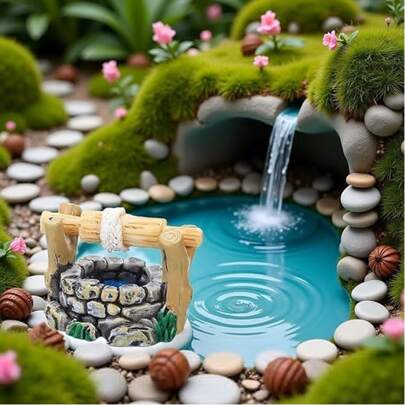 1pc Miniature Wonderland Well Statue - Handmade Resin Collection Micro Landscape Decoration - Charming Outdoor Wonderland Sculpture - Suitable For DIY Gardens, Plants, Home And Lawn Decoration.Random Style Delivery