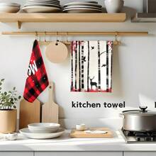 1set/1pc/2pcs Christmas Reindeer And Christmas Forest Printed Kitchen Towels And Dishwashers, Suitable For Interior Decoration In Restaurants, Kitchens And Bathrooms, Party Decoration, Holiday Gifts, And Can Also Be Given As Christmas Presents