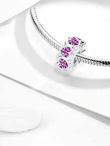1pc Fashion Heart Rhinestone Spacer Pendant Bead, Suitable For Women Bracelet, Bangle DIY Jewelry Making And Daily Wear Jewelry Decoration, Suitable For Girls - Love Scattered Diamonds - View 6