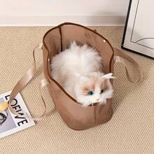 Transportín de malla transpirable para mascotas de verano | Uso manual, con correa de hombro, 3 formas de uso | Mochila de viaje plegable y portátil para gatos/perros | Gran capacidad con hebilla de