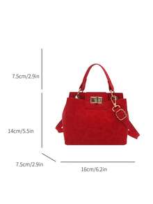 Mini bolso de hombro cruzado de color sólido y moderno con cierre metálico, bolso minimalista con múltiples bolsillos, adecuado para ir de compras, llevar la cartera, para mujeres jóvenes, e - Rojo 2 - Ver 9